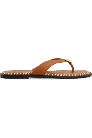 Sacha Leren slippers met goudkleurig detail