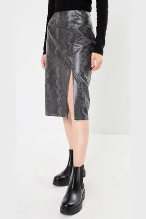 Noisy May NMMIA CLARA PU HW SLIT MIDI SKIRT WVN by