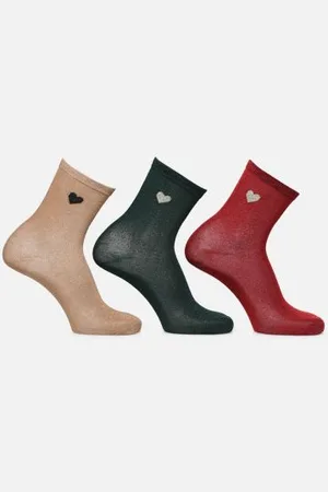 Pieces Pcnolia Lurex Socks 3-Pack Kac Fc by