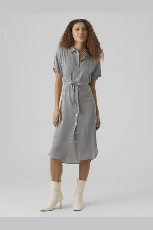 VERO MODA Vmbumpy Ss Calf Shirt Dress Wvn Ga Noos by