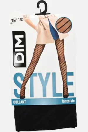 Dim Collant Rayures Diagonales Noir by