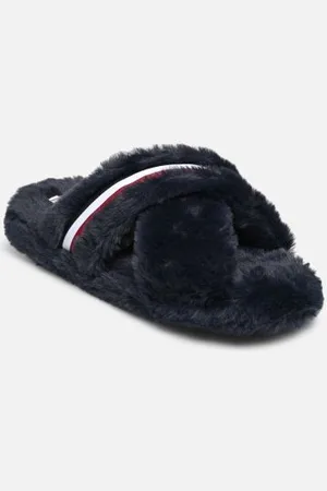 Tommy Hilfiger FUR CROSS STRAP HOME SLIPPER by