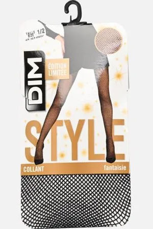 Dim Collant Résille Lurex Argent Noir Et Argent by