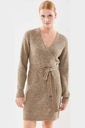 Pieces PCELLEN LS WRAP KNIT DRESS NOOS BC by