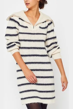 Pieces PCNADINE LS HALF ZIP KNIT DRESS by