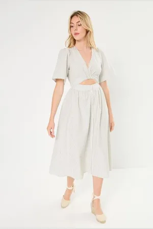 SELECTED Slfvittoria Ss Striped Midi Shirt Dress by