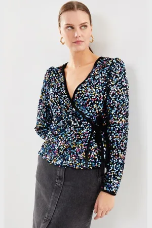 Y.A.S Yaskillo Sequin Ls Wrap Top - Show by