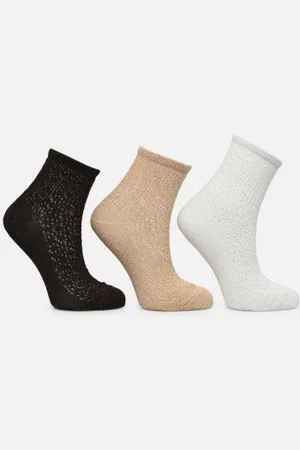 Sarenza Lot de 3 paires chaussettes femme lurex by