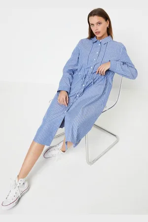 Tommy Hilfiger Org Co Stripe Midi Shirt-Dress by
