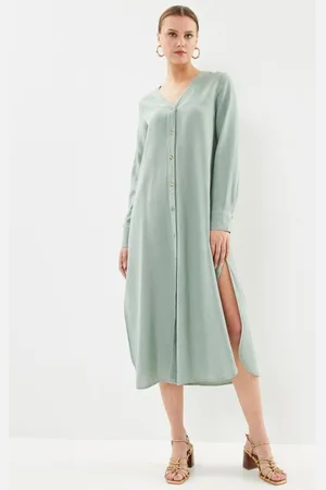 VILA Viprisilla V-Neck L/S Midi Shirt Dress by
