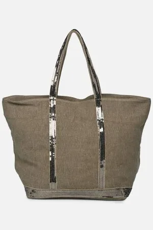 Vanessa Bruno Cabas L Porte Epaule Zippe En Lin Et Paillettes by