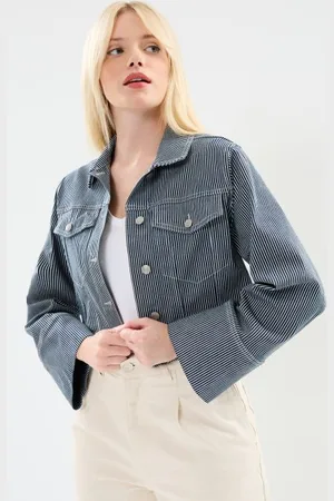 SELECTED Slfmyra Ls Stripe Short Denim Jacket by