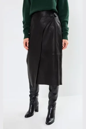 SELECTED SLFAMALIA MW WRAP LEATHER SKIRT by
