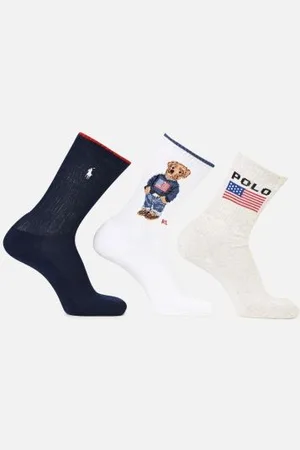 Ralph Lauren Cr Flg Br 3-Crew Sock-3 Pack by