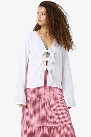 Noisy May NMLEILANI L/S V-NECK TIE BLOUSE WVN by