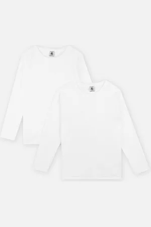Petit Bateau Lots de 2 Tee-shirts Manches Longues Blancs Garçon by