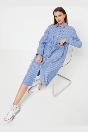 Tommy Hilfiger Org Co Stripe Midi Shirt-Dress by