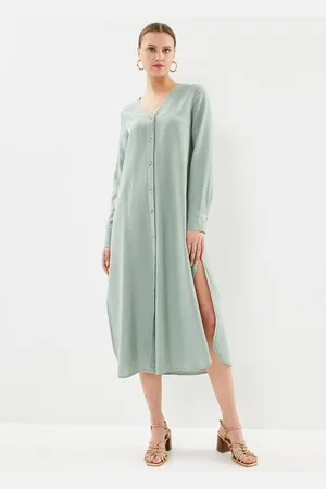 VILA Viprisilla V-Neck L/S Midi Shirt Dress by
