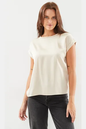 VILA VIELLETTE S/S SATIN TOP/SU - NOOS by
