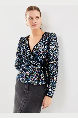 Y.A.S Yaskillo Sequin Ls Wrap Top - Show by