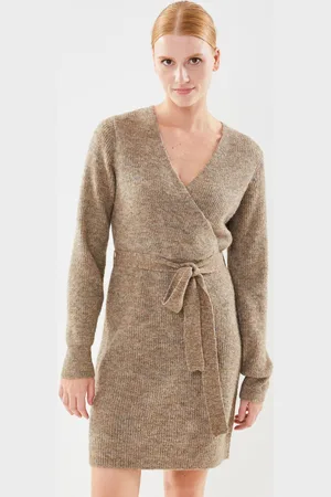 Pieces® PCELLEN LS WRAP KNIT DRESS NOOS BC by