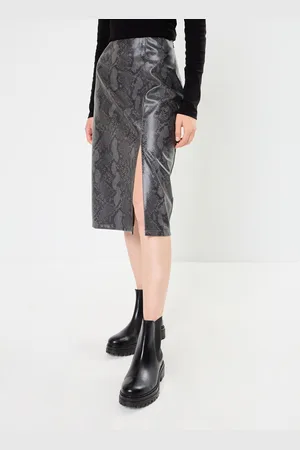 Noisy May NMMIA CLARA PU HW SLIT MIDI SKIRT WVN by