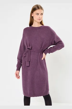 VILA VIRIL O-NECK L/S BELT KNIT DRESS - NOOS by