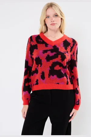 VILA VICENTA V-NECK LS JACQUARD KNIT TOPR by