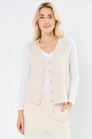 VILA VILYLA S/L V-NECK KNIT BUTTON TOP/LS by