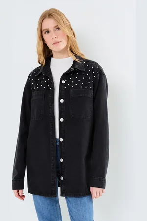 Noisy May NMALVA LS OVERSIZE STUD SHACKET AZ387BL by
