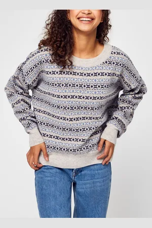 Knowledge Cotton Apparal MYRTHE Lambswool Pattern Boxy Crew Neck - GOTS by