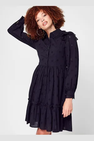 SELECTED Slfbrody Ls Short Broderi Shirt Dress B by