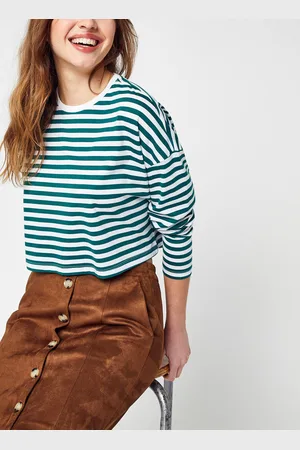 Noisy May Nmfrida Stripe L/S O-Neck Semi Crop Top by