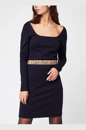 Calvin Klein Logo Tape Waistband Milano Dress by