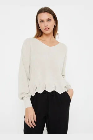 VERO MODA Vmnewlex Shine Scallop Ls V-Neck Pull. by