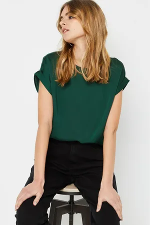 VILA VIELLETTE S/S SATIN TOP/SU - NOOS by