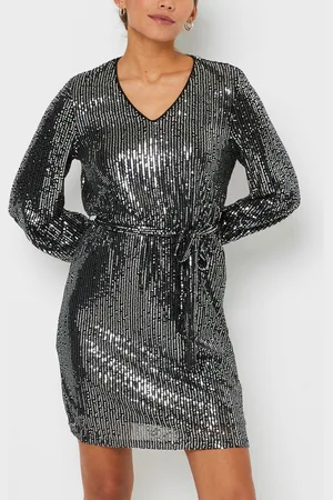VILA VIFUNKLA L/S V-NECK SEQUIN DRESS/FAIR by