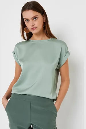 VILA VIELLETTE S/S SATIN TOP/SU - NOOS by