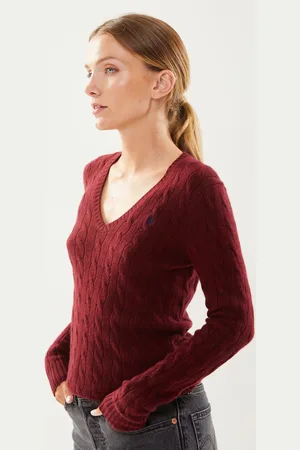 Ralph Lauren Pull col en V torsadé laine et cachemire by
