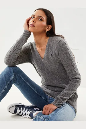 Ralph Lauren Pull col en V torsadé laine et cachemire by