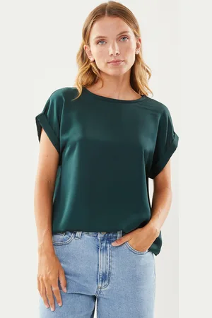 VILA VIELLETTE S/S SATIN TOP/SU - NOOS by
