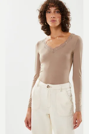 Pieces® PCBARBERA LS LACE TOP NOOS BC by