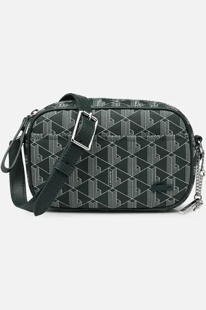Lacoste Monogram Print Zipped Shoulder Bag by
