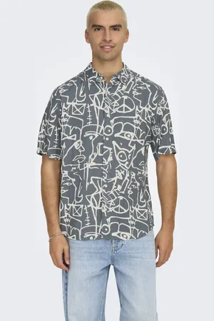 Only & Sons ONSBUD LIFE SS SLIM AOP VISC/LIN SHIRT by