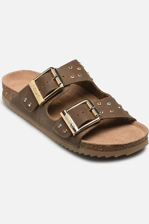 Colors of California Two buckle sandal nubuck stras by