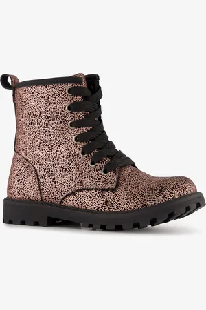 Blue Box Meisjes veterboots metallic zwart