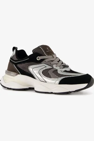 Hush Puppies Leren dames dad sneakers zilver