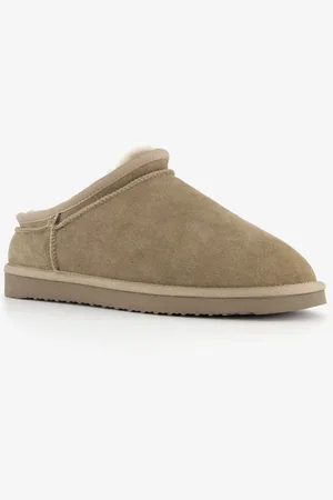 Hush Puppies Gevoerde suede heren pantoffels taupe