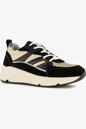 Hush Puppies Leren dames dad sneakers beige