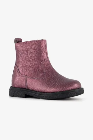 Groot Leren meisjes enkellaarsjes metallic